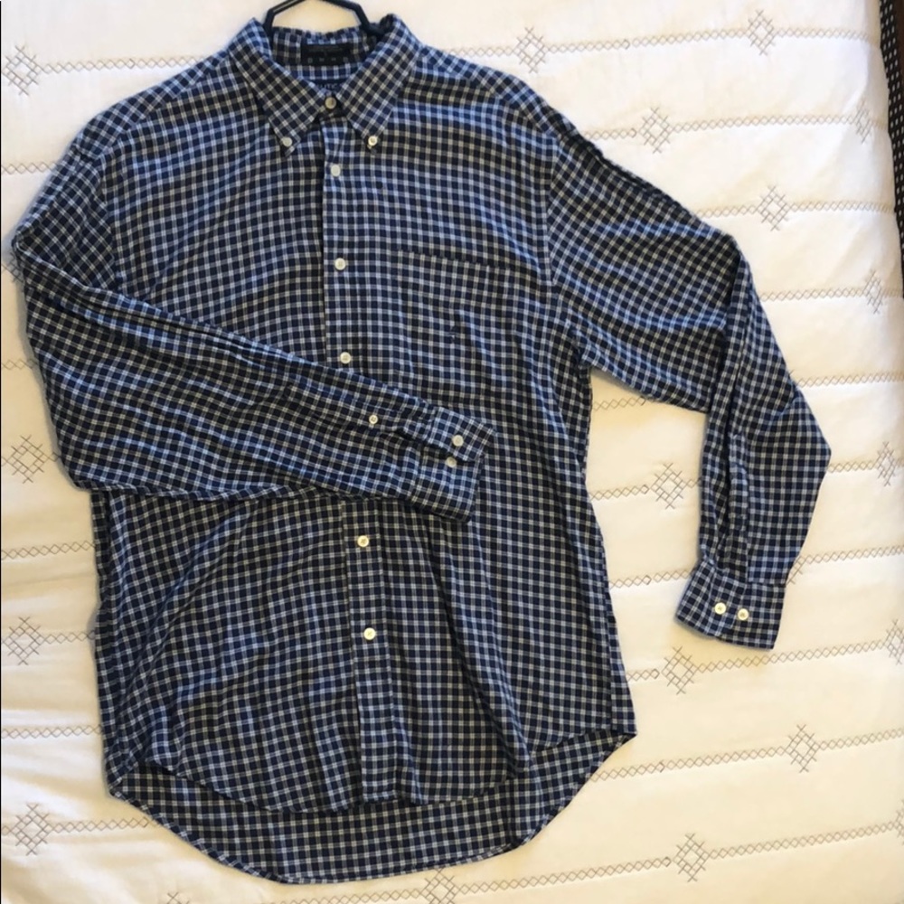 Nautica button down, blue and white plaid